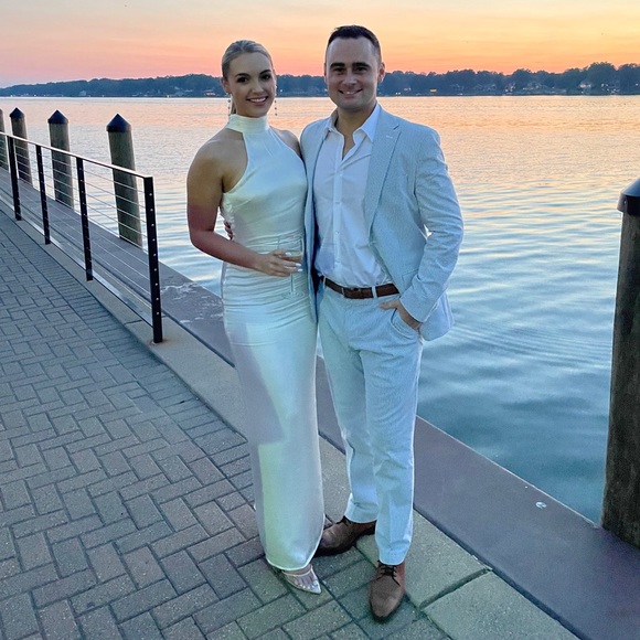 Meshki Claire Satin Drape Dress - Picture 2 of 5